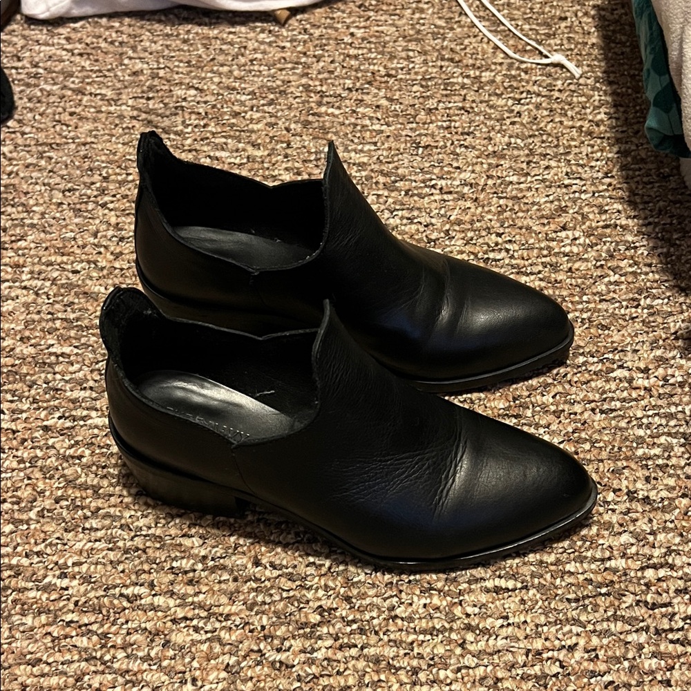 Pure Navy Leather slip on booties
